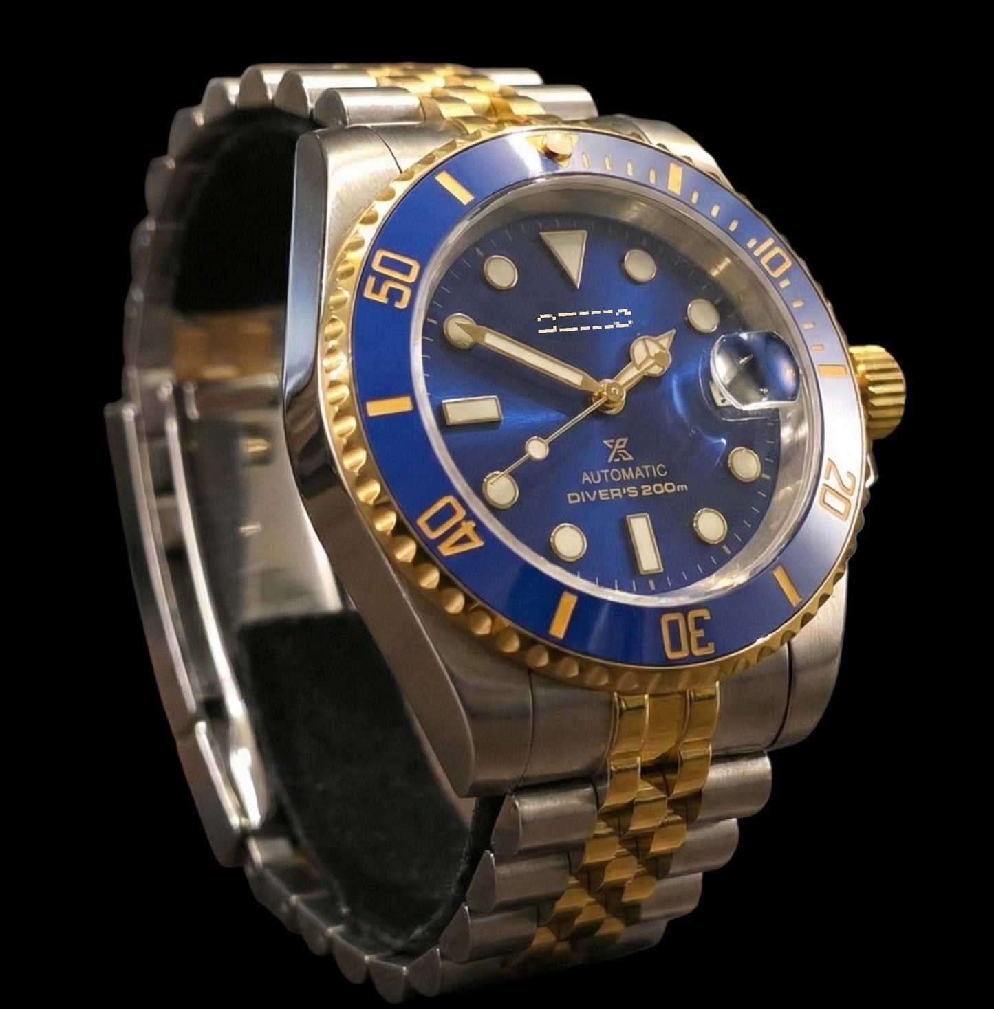Seikmariner Bluesy Modtime two-tone Seiko Mod luxury diver watch with sapphire crystal and NH35 movement