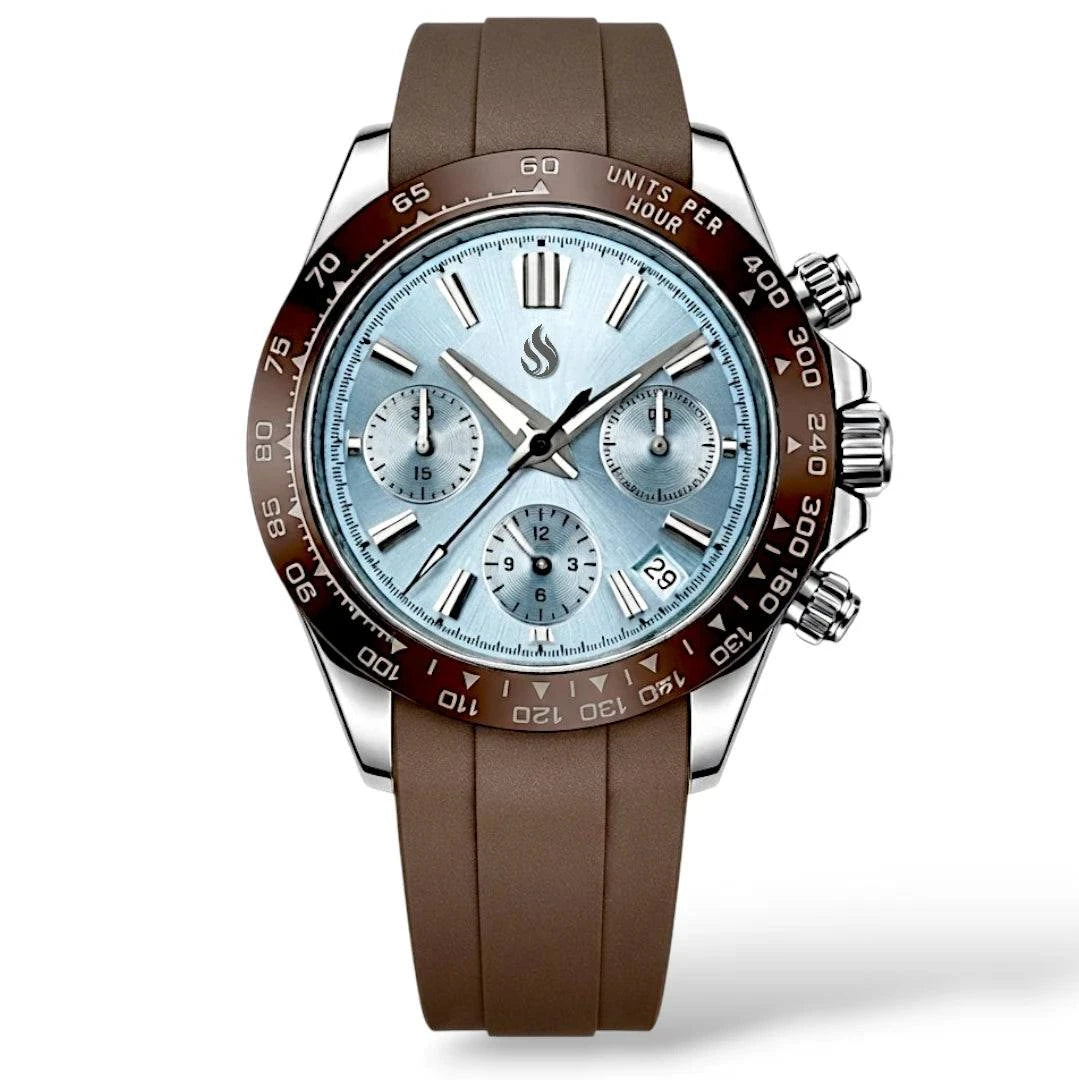 Seiko Mod Watches Daytona Grand Seiko Dial Fusion Mod with Light Blue dial and brownbl bezel