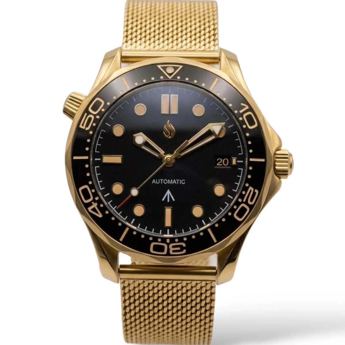 Black Dial Black Gold Bezel 007 Master Mod Watch - Modtime Creations