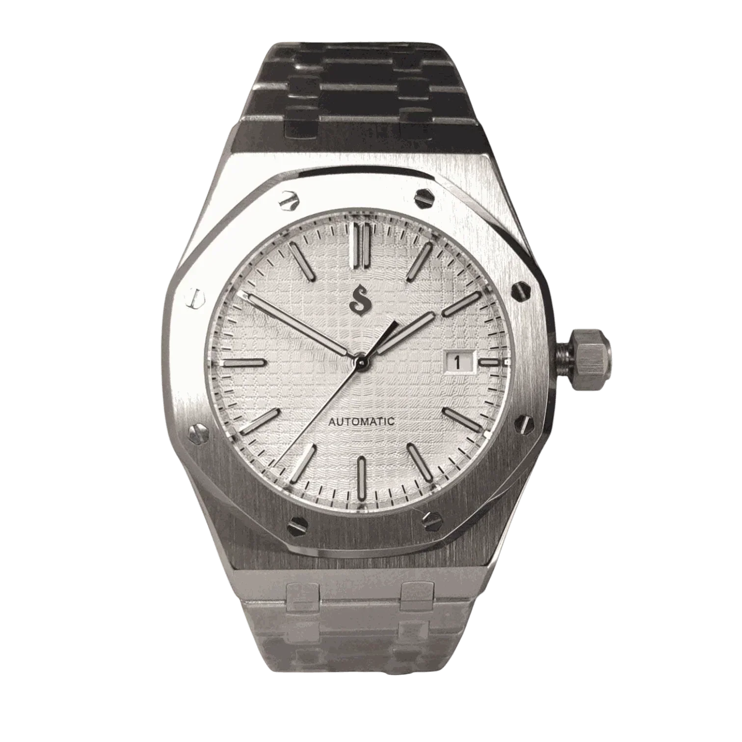 Seiko Mod Heritage Oak SeiOak luxury watch with white dial and stainless steel case