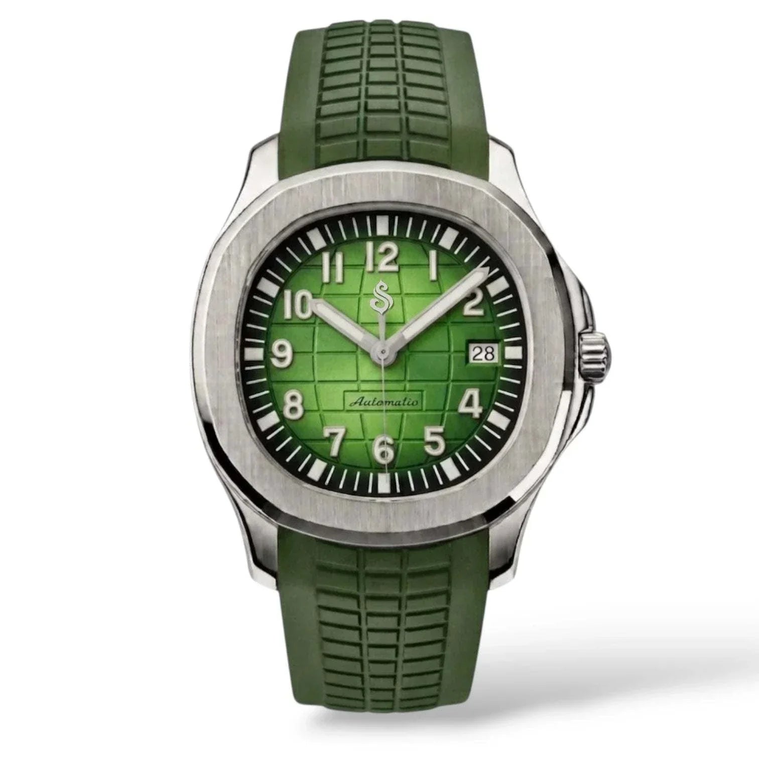 Seiko mod watches aquanaut Silver case green dial built by Modtime Creations 