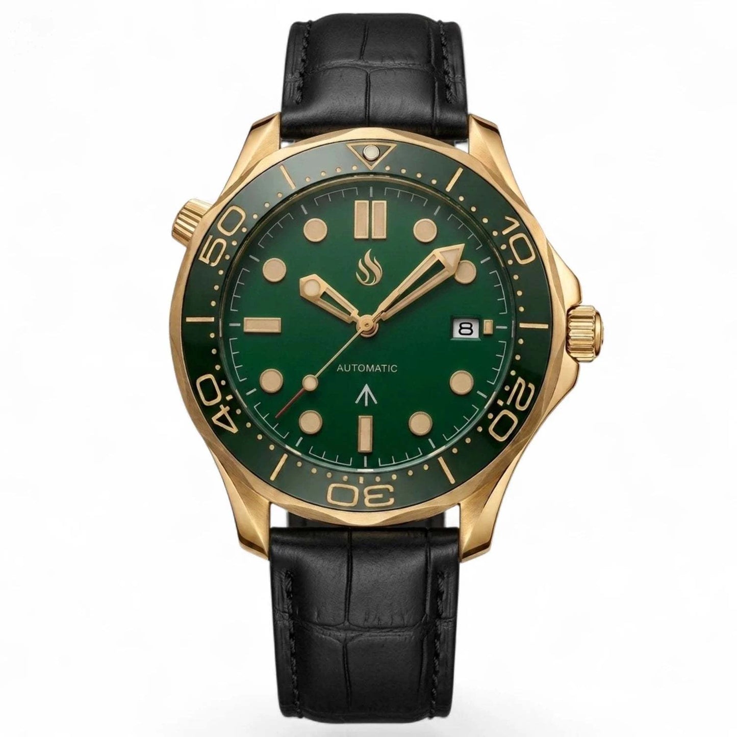 Green Dial Green Gold Bezel 007 Master Mod Watch - Modtime Creations