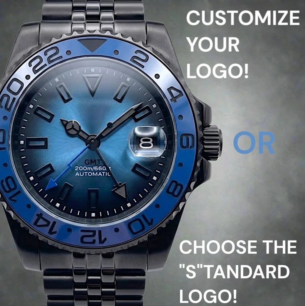 SeikMariner Blue Black "Super Lume" GMT Mod Watch - Modtime Creations