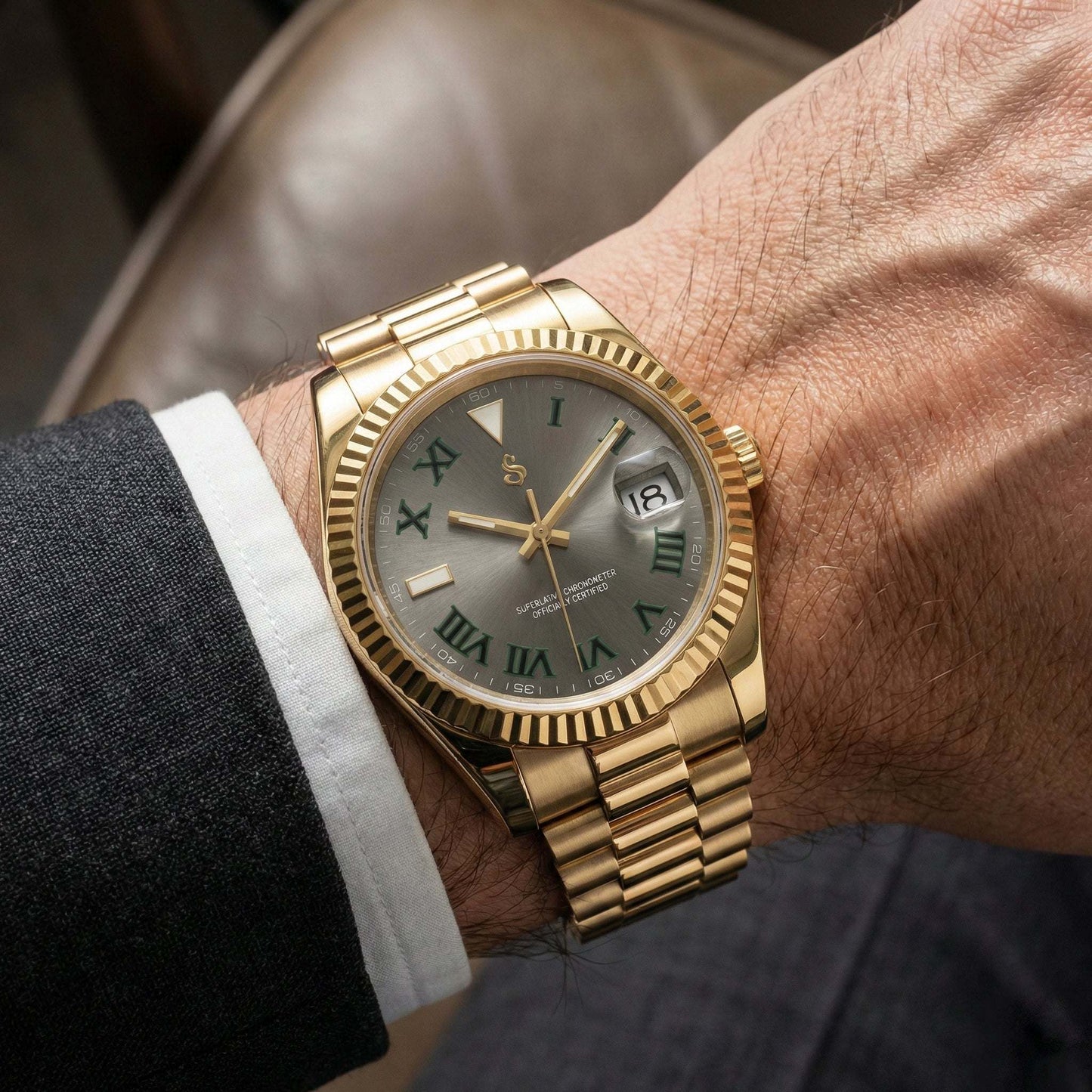 SeikJust Date Window Wimbledon Series watch with NH35 automatic movement and sapphire crystal by Modtime Creations Seiko Mod