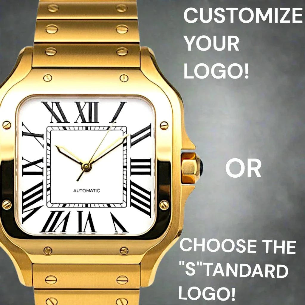 Santeiko gold case Seiko Mod watch with classic white dial and stainless steel bracelet