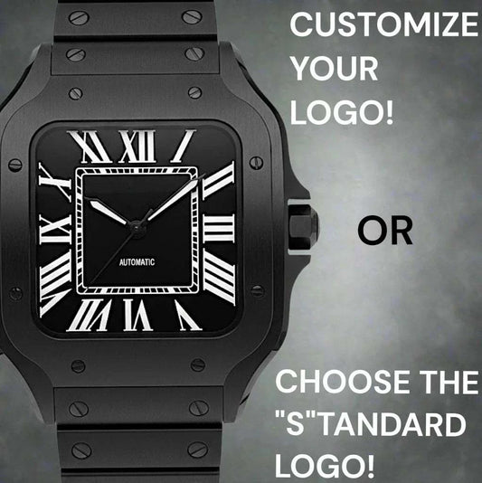 Santeiko Blackout Mod Seiko Mod luxury watch with classic Santos-inspired design and sapphire crystal glass