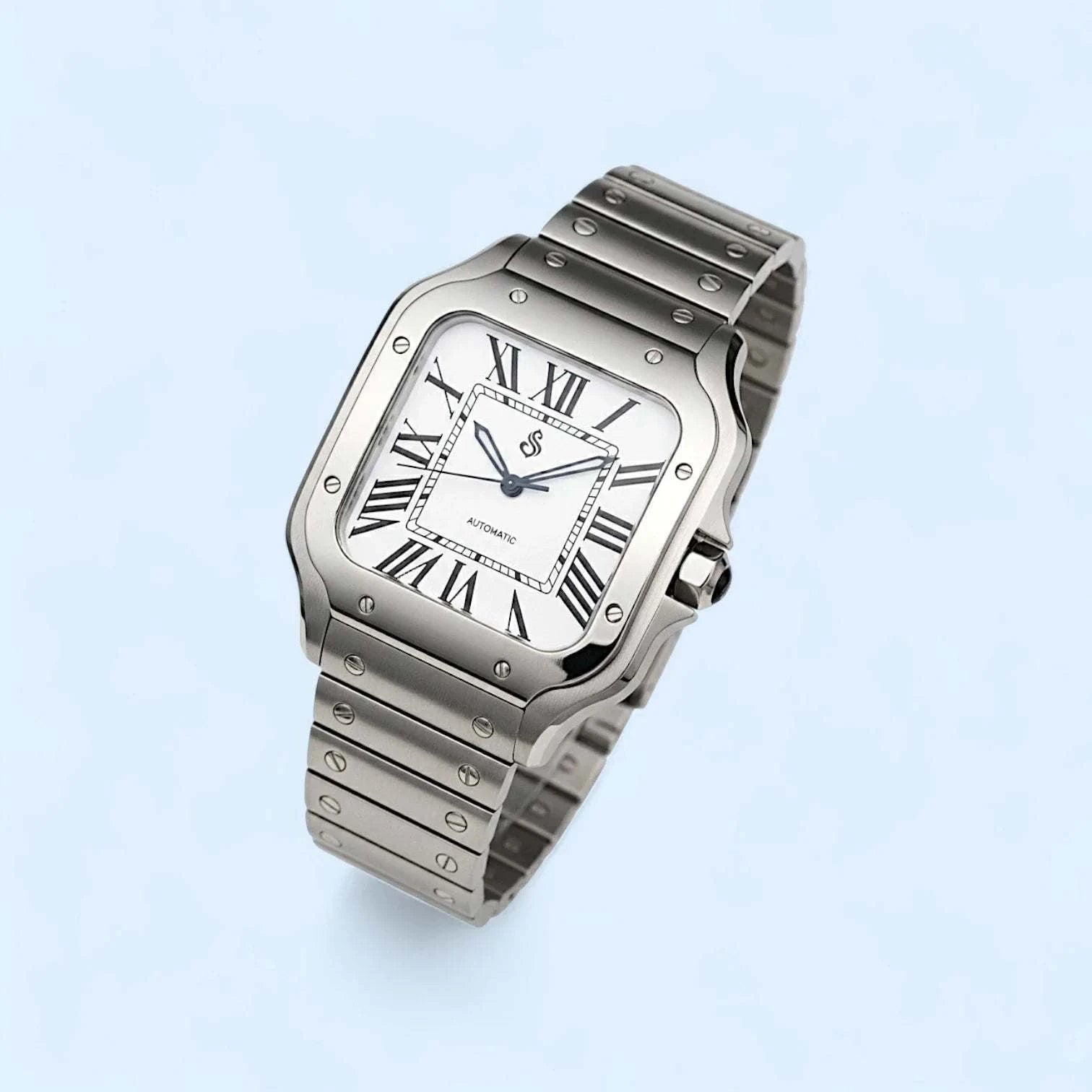 Santeiko Silver Case White Dial Seiko Mod watch by Modtime Creations with classic elegance and sapphire glass