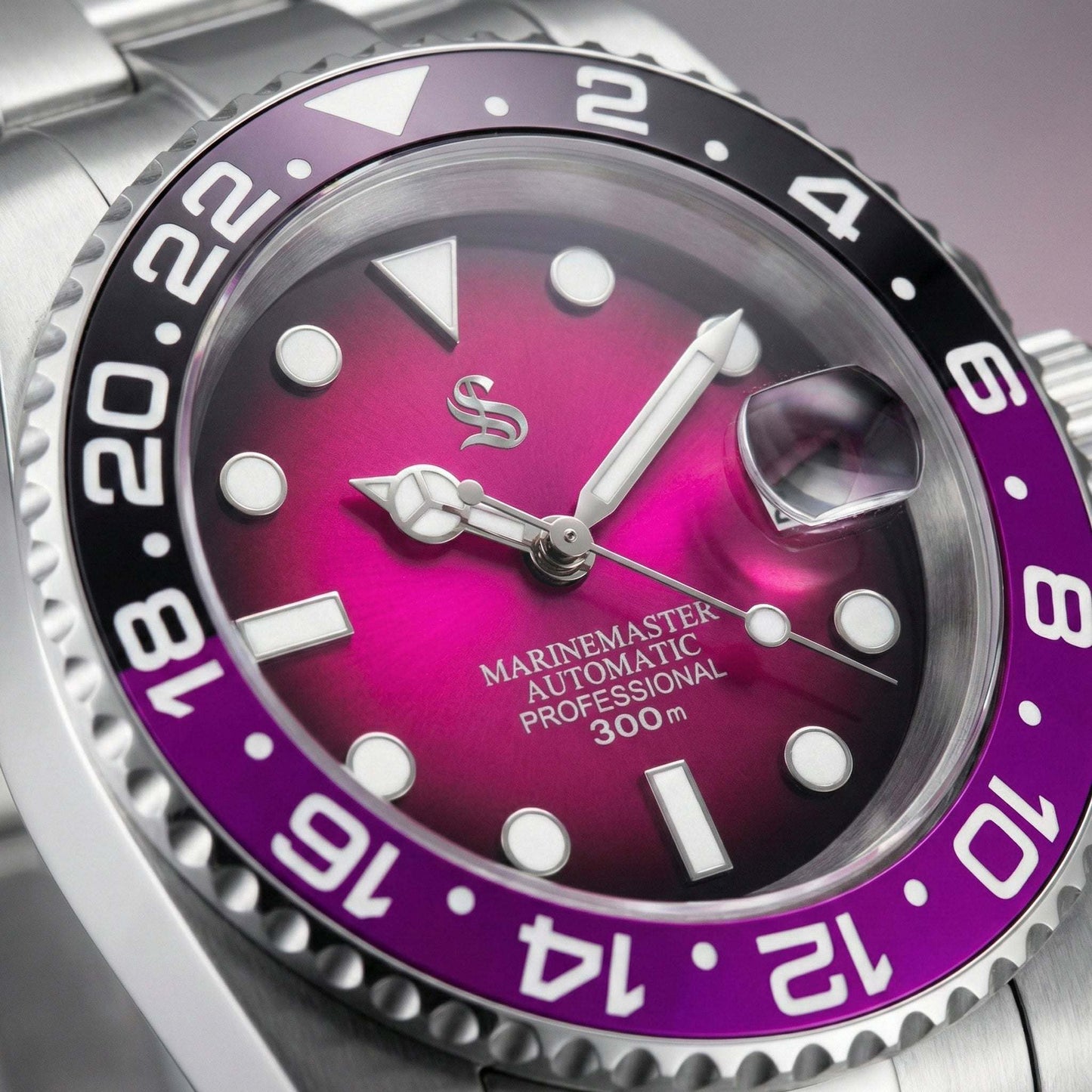 Seiko Mod Submariner Joker " Mod Series - Fuchsia Purple Dial - Modtime with NH35 automatic movement