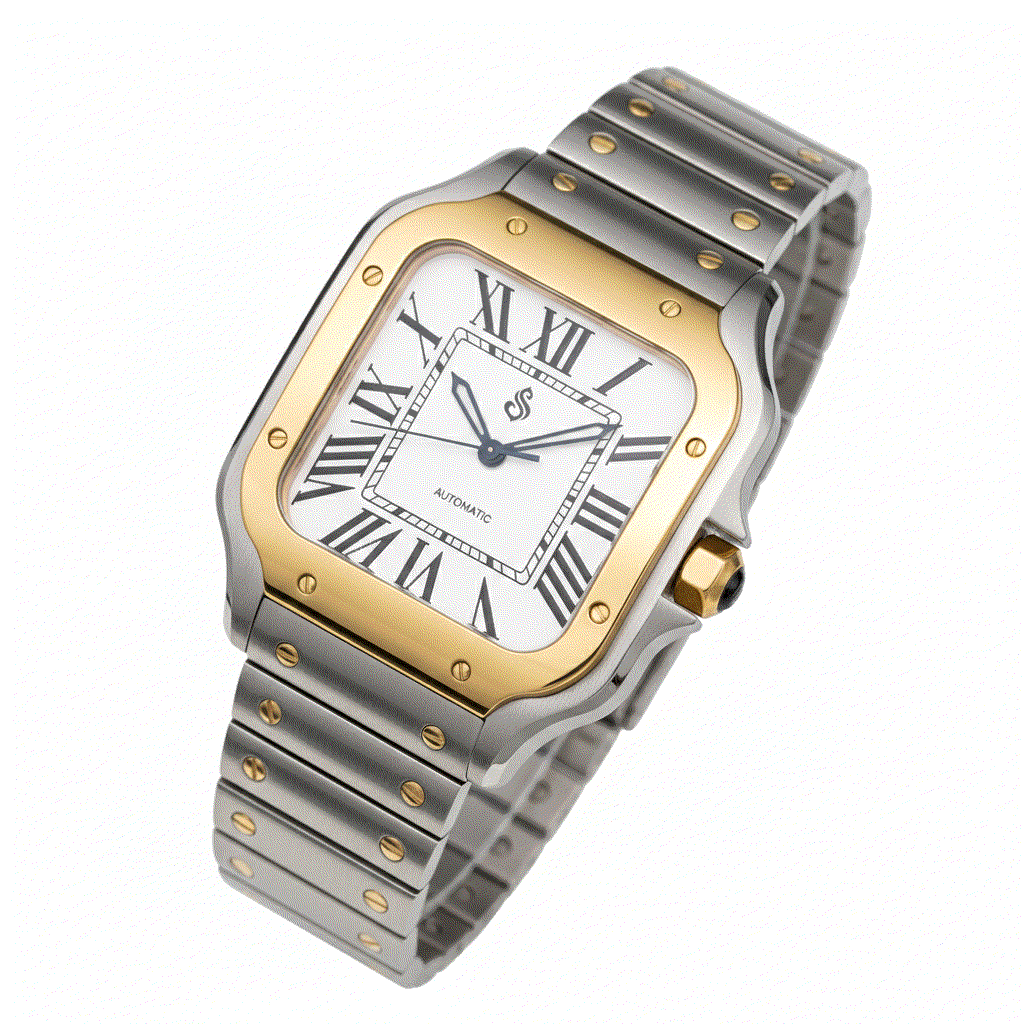 Santeiko Two-Tone White Dial Seiko Mod luxury watch with stainless steel case and sapphire crystal glass