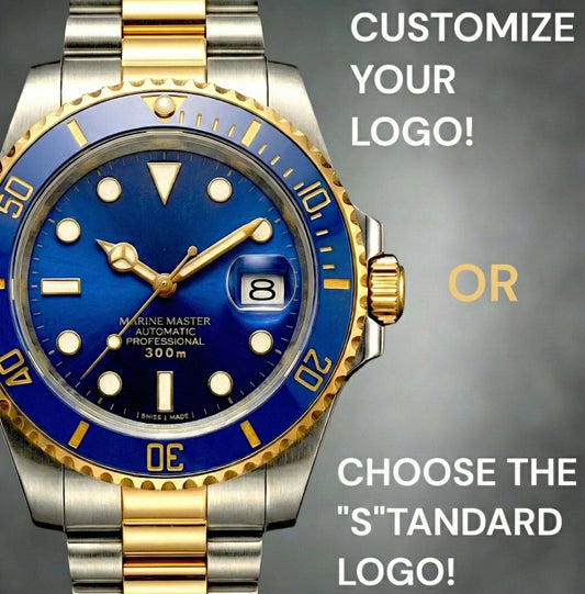 SeikMariner two-tone blue and gold luxury Seiko Mod dive watch by Modtime Creations