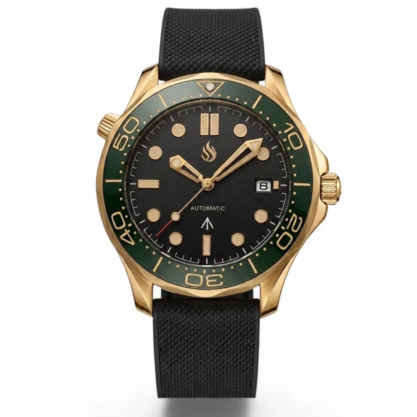 Black Dial Green Gold 007 Master Mod Watch - Modtime Creations