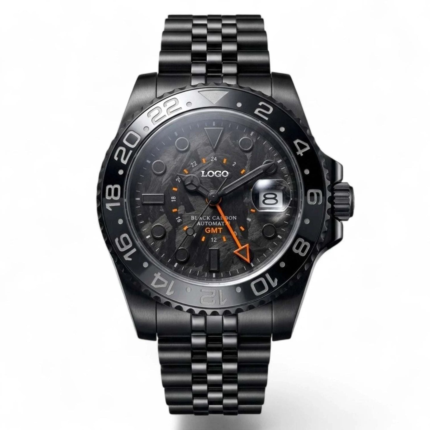 SeikMariner Carbon Fiber Black Orange Stealth GMT Mod Watch