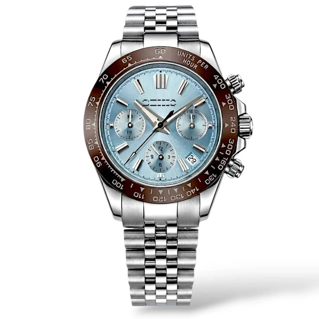 Seiko Mod Watches Daytona Grand Seiko Dial Fusion Mod with Light Blue dial and brownbl bezel