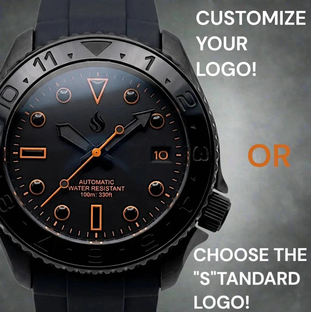 42MM SKX Black Orange Dial Stealth Diver Mod Watch - Modtime Creations