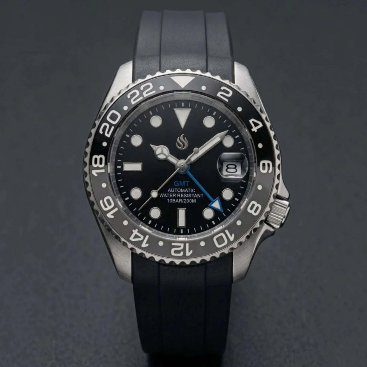 SeikMariner 42 MM SKX Black Grey " B Wayne" GMT Mod Watch Series - Modtime Creations