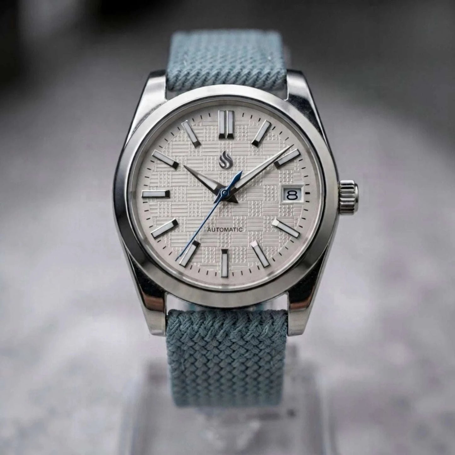 Date Window Silver White Checkered Dial Mod Watch - Modtime Creations