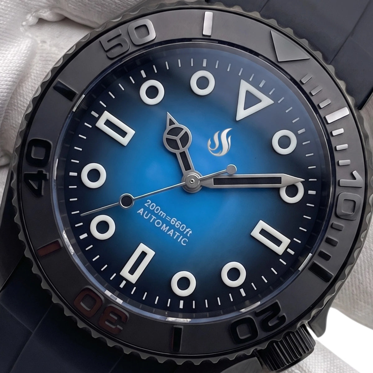 SeikMaster Black Blue "Super Lume" Dial Diver Mod Watch Series - Modtime Creations