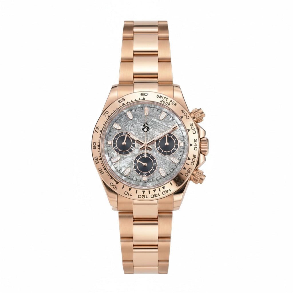 Seitona Stone Textured Dial luxury 40mm chronograph with sapphire crystal and ceramic bezel by Modtime Creations