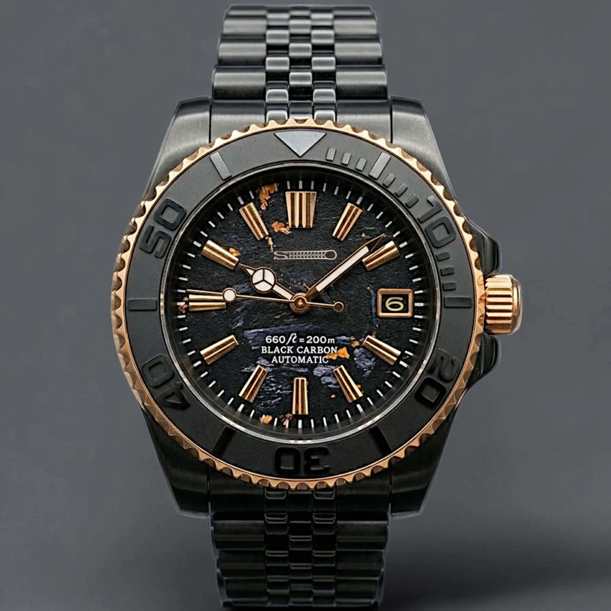 Seikmaster "GS Black Gold Carbon Fiber" Mod Watch - Modtime Creations