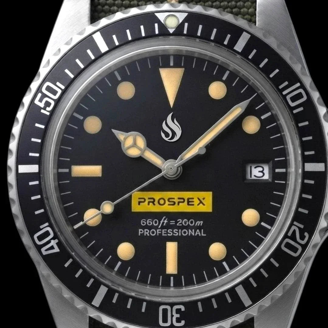 Seiko Mod Submariner Vintage Black Dial Watch with nato strap or stainless steel bracelet by Modtime Creations 