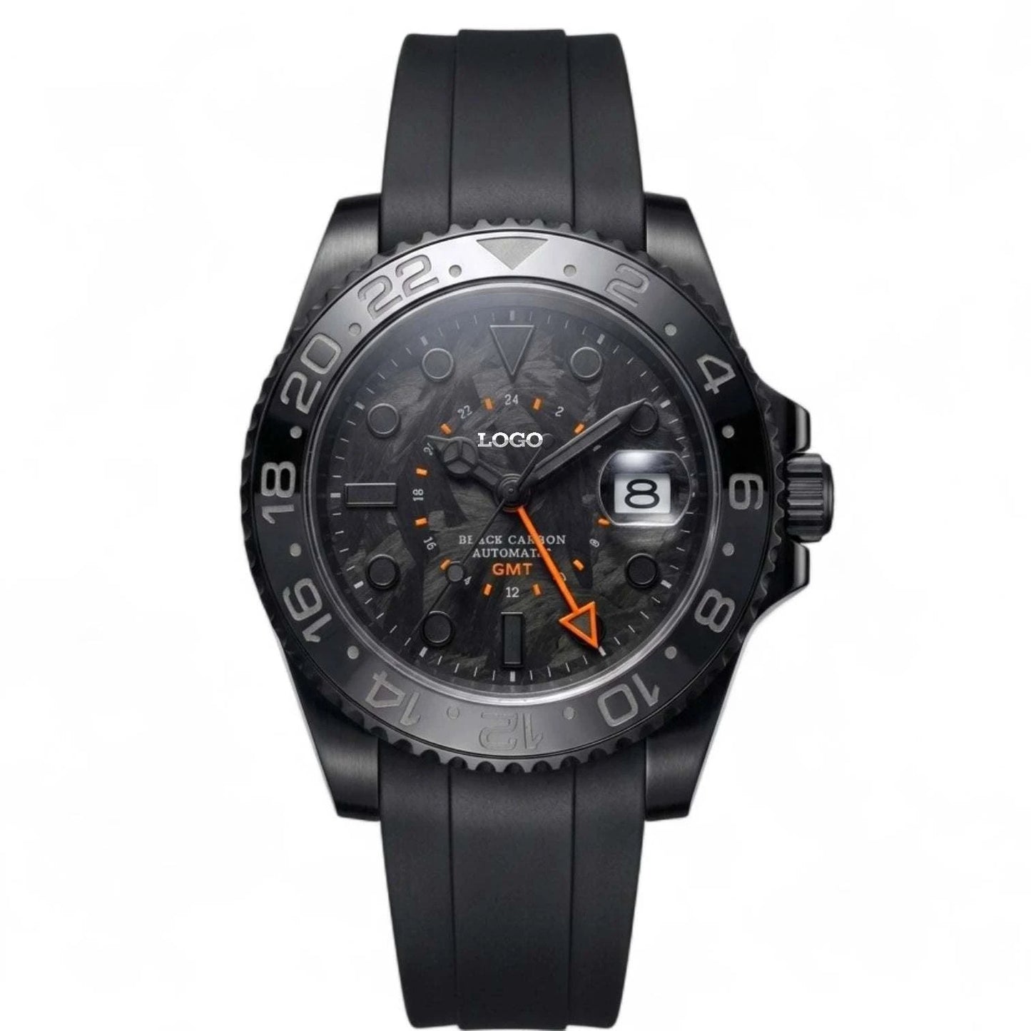 SeikMariner Carbon Fiber Black Orange Stealth GMT Mod Watch