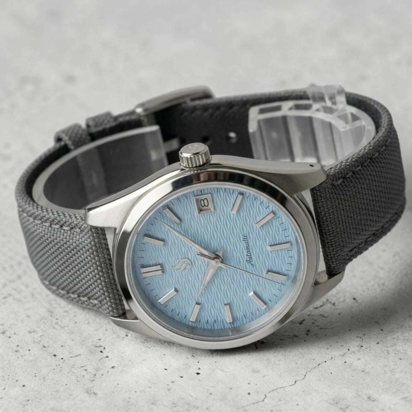 Seiko Mod Watch Silver light blue wave dial Datejust by Modtime Creations
