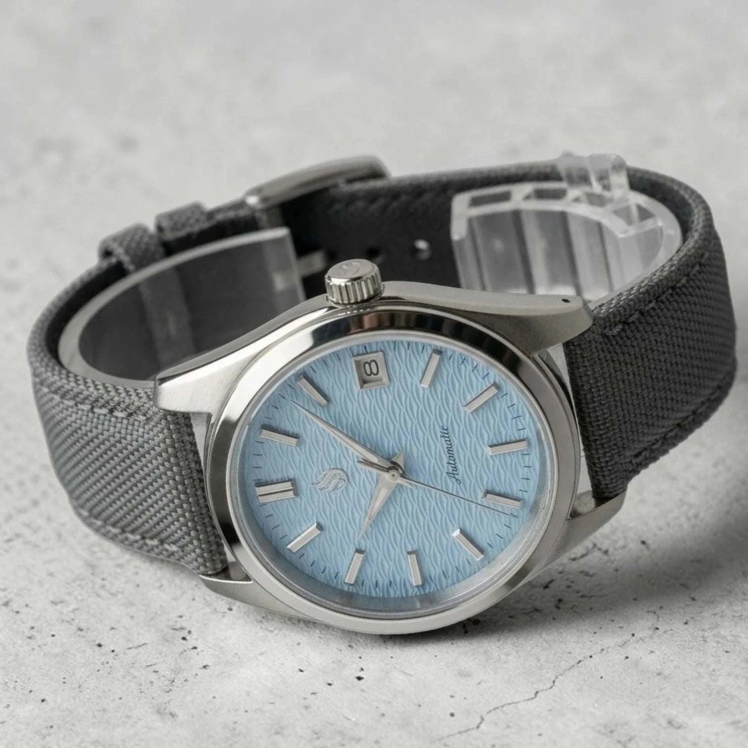 Seiko Mod Watch Silver light blue wave dial Datejust by Modtime Creations