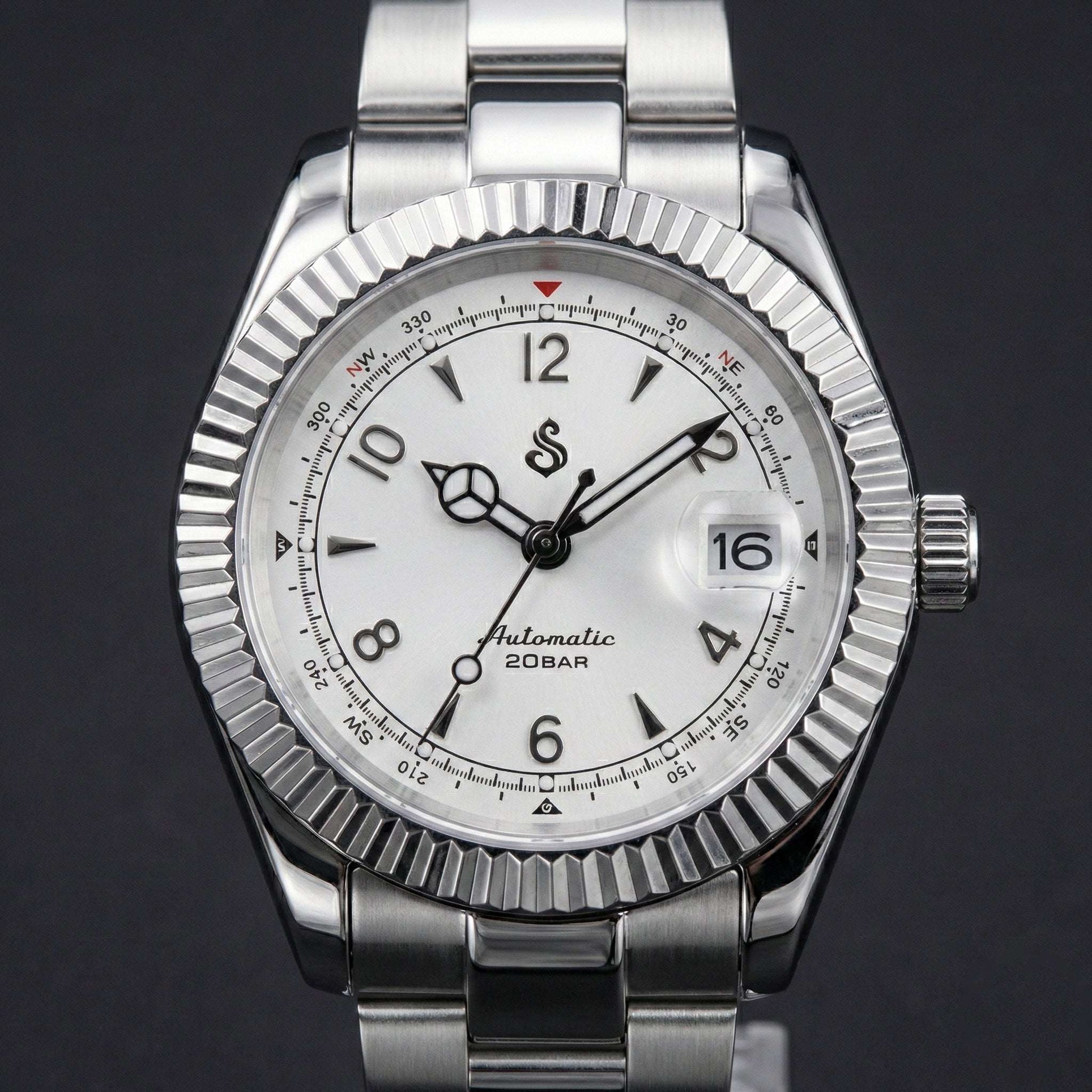 Seiko Mod Datejust Alpinist Fusion White Dial - Modtime Creations