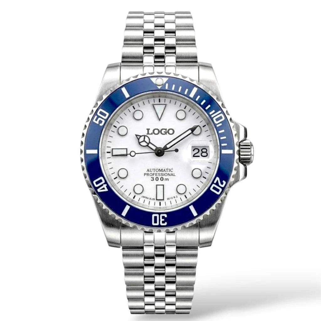 Seiko Mod Watch Submariner Series "Blue White" Diver - Modtime Creations 