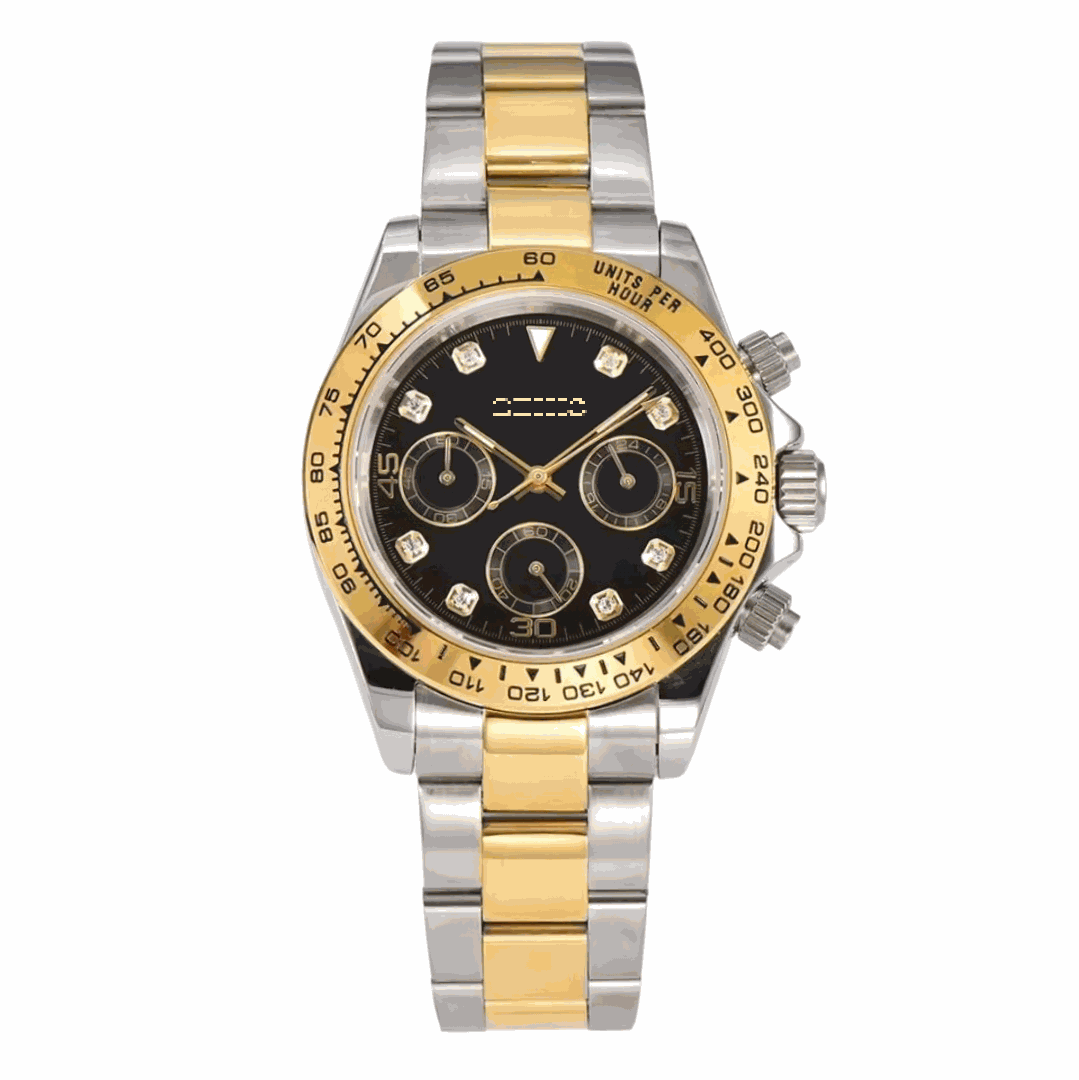 Seiko Mod Daytona Two-Tone Bracelet black dial 