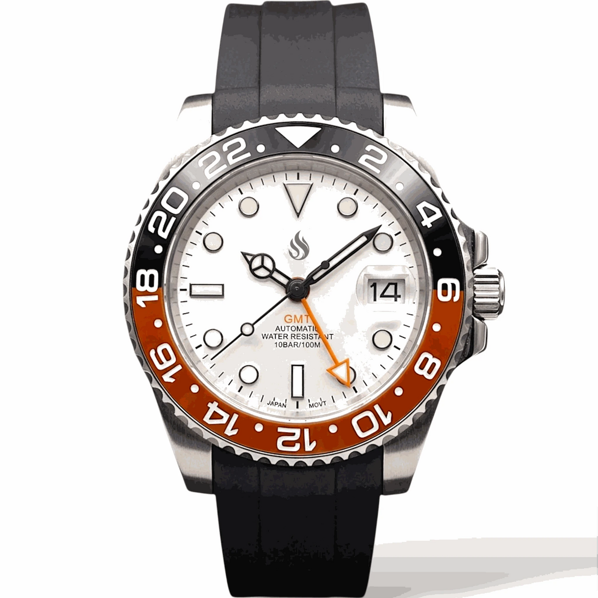 SeikMariner Silver GMT "Orange Black" Series Mod Watch - Modtime Creations