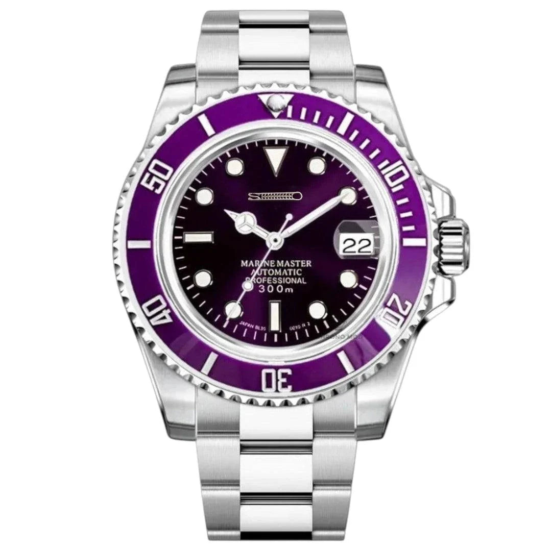 Modded Seiko Watch Submariner aka Seikomariner Diver Purple Joker - Modtime Creations
