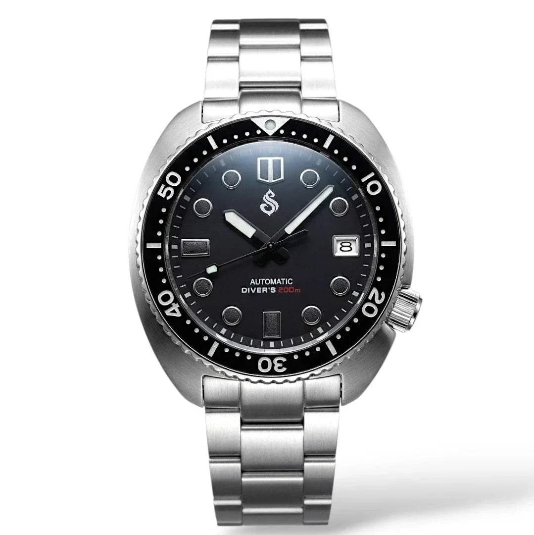 Seiko Mod Watch "Captain Willard" Turtle Case Black Dial built by Modtime Creations 