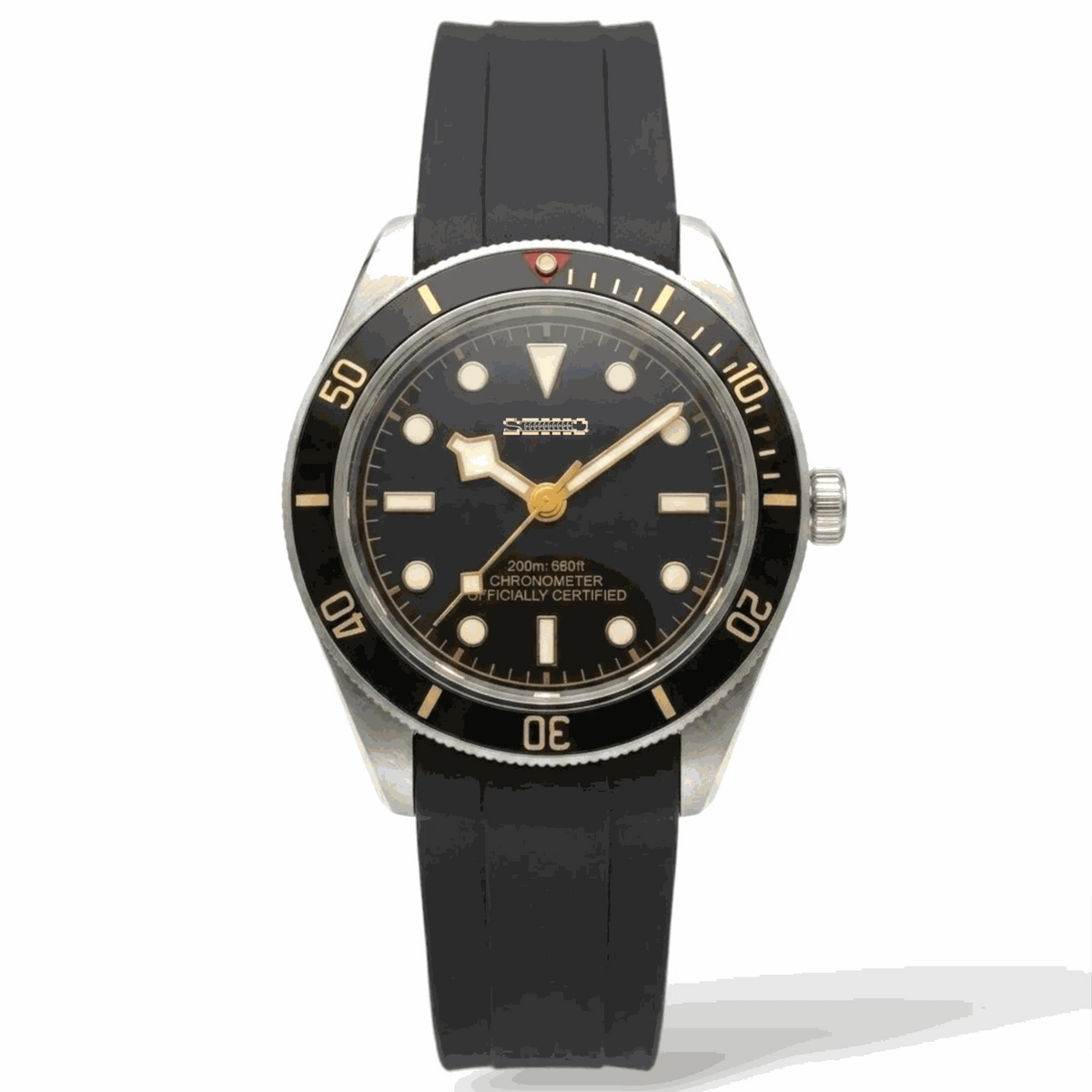 Vintage 39 MM Gold Black Diver Watch Mod Watch Series - Modtime Creations