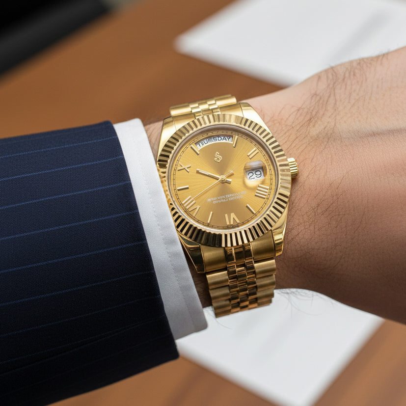 Seiko Mod luxury watch with gold chocolate dial and Roman numerals from Modtime