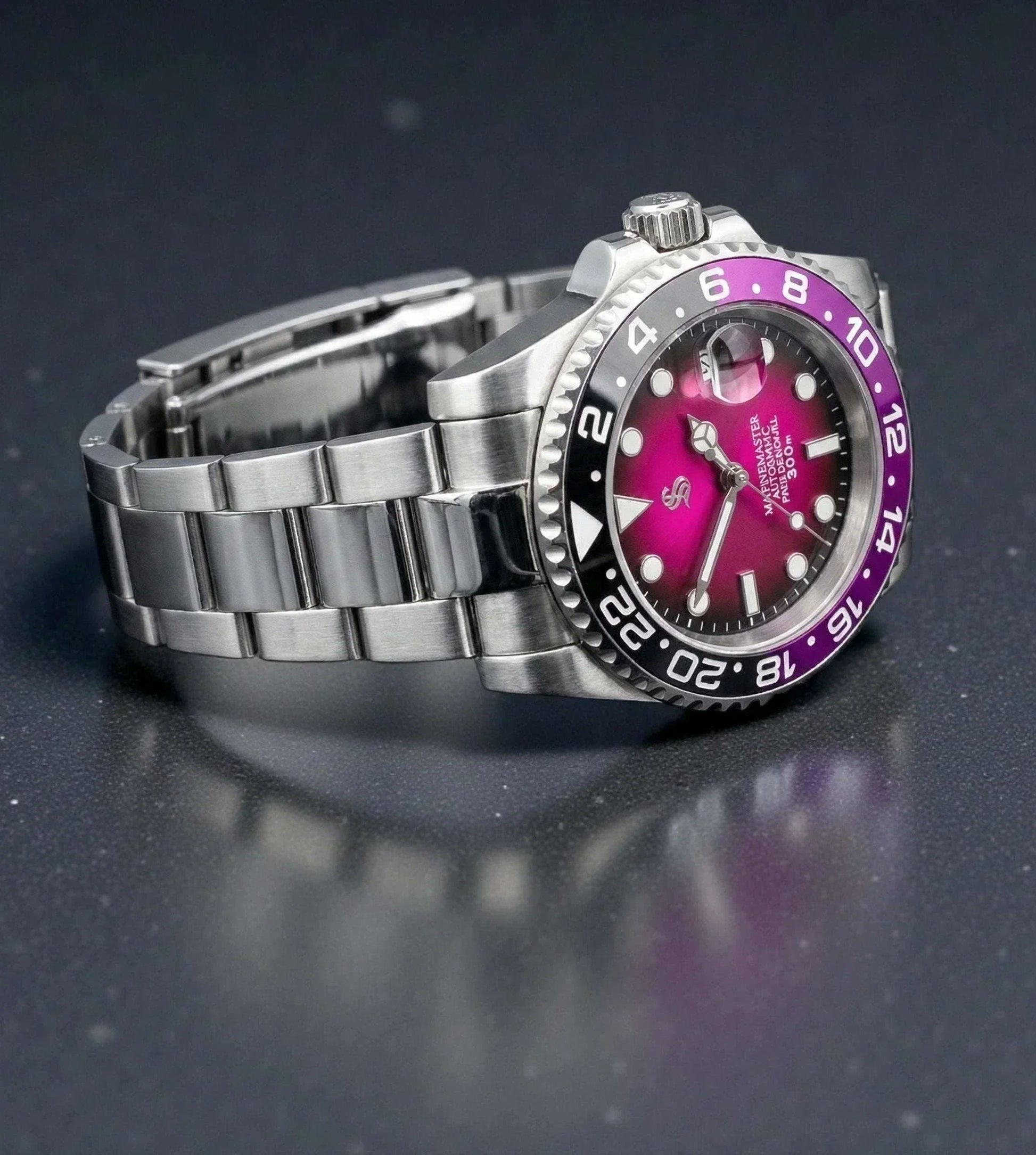Seiko Mod Submariner Joker " Mod Series - Fuchsia Purple Dial - Modtime with NH35 automatic movement