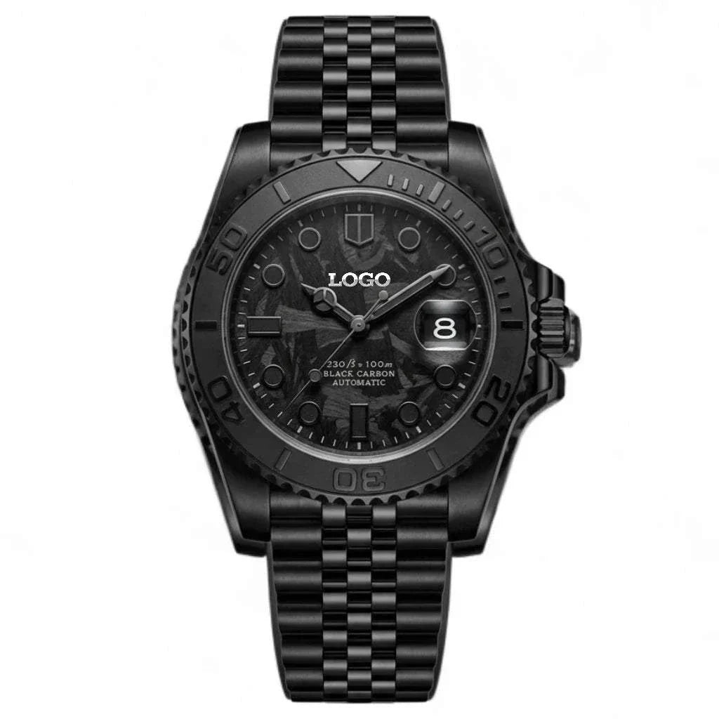 Seiko Mod Yachtmaster Black Carbon Fiber Stealth Diver - Modtime Creations