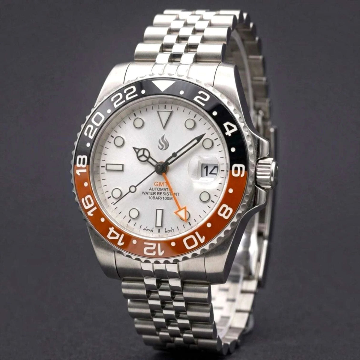 SeikMariner Silver GMT "Orange Black" Series Mod Watch - Modtime Creations