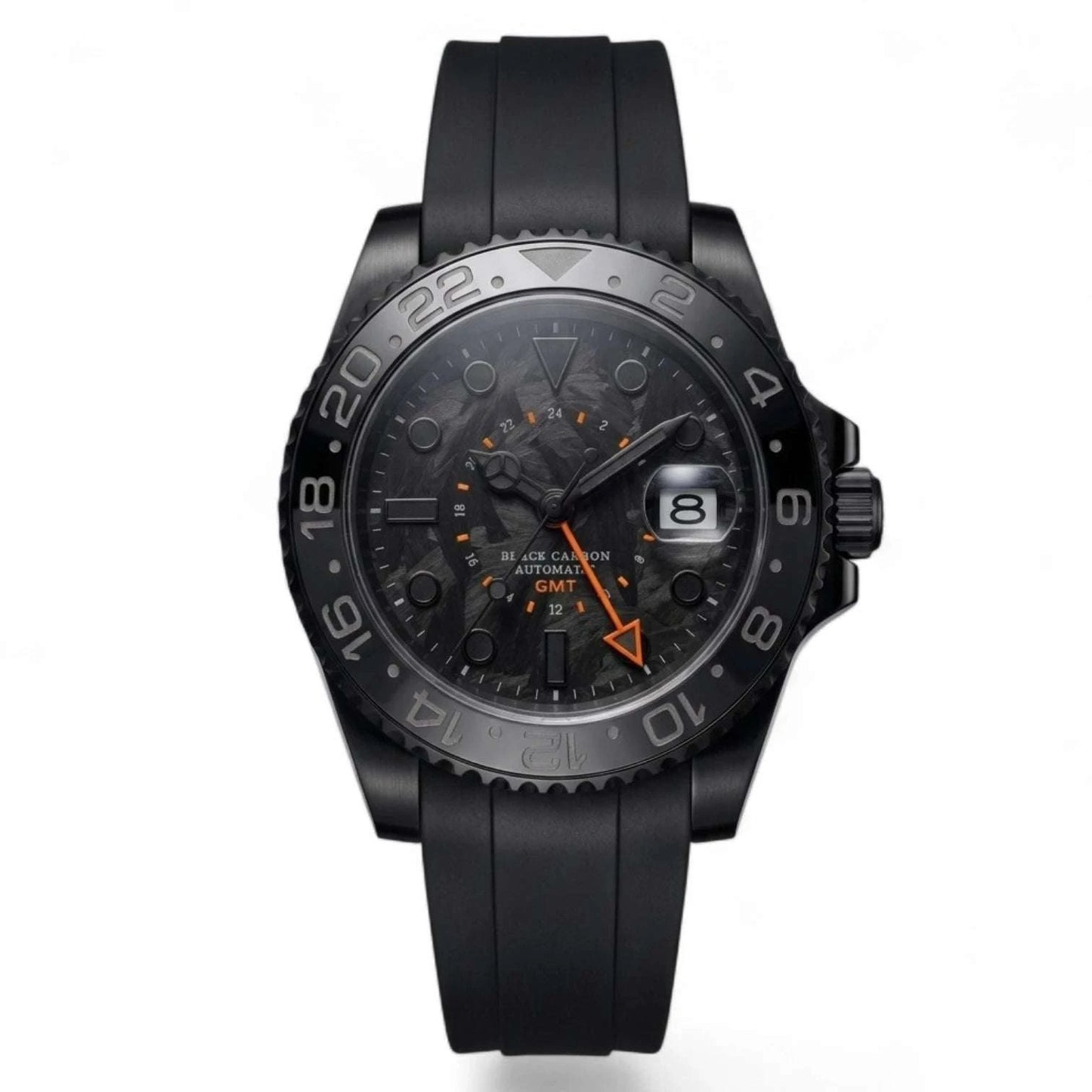 SeikMariner Carbon Fiber Black Orange Stealth GMT Mod Watch