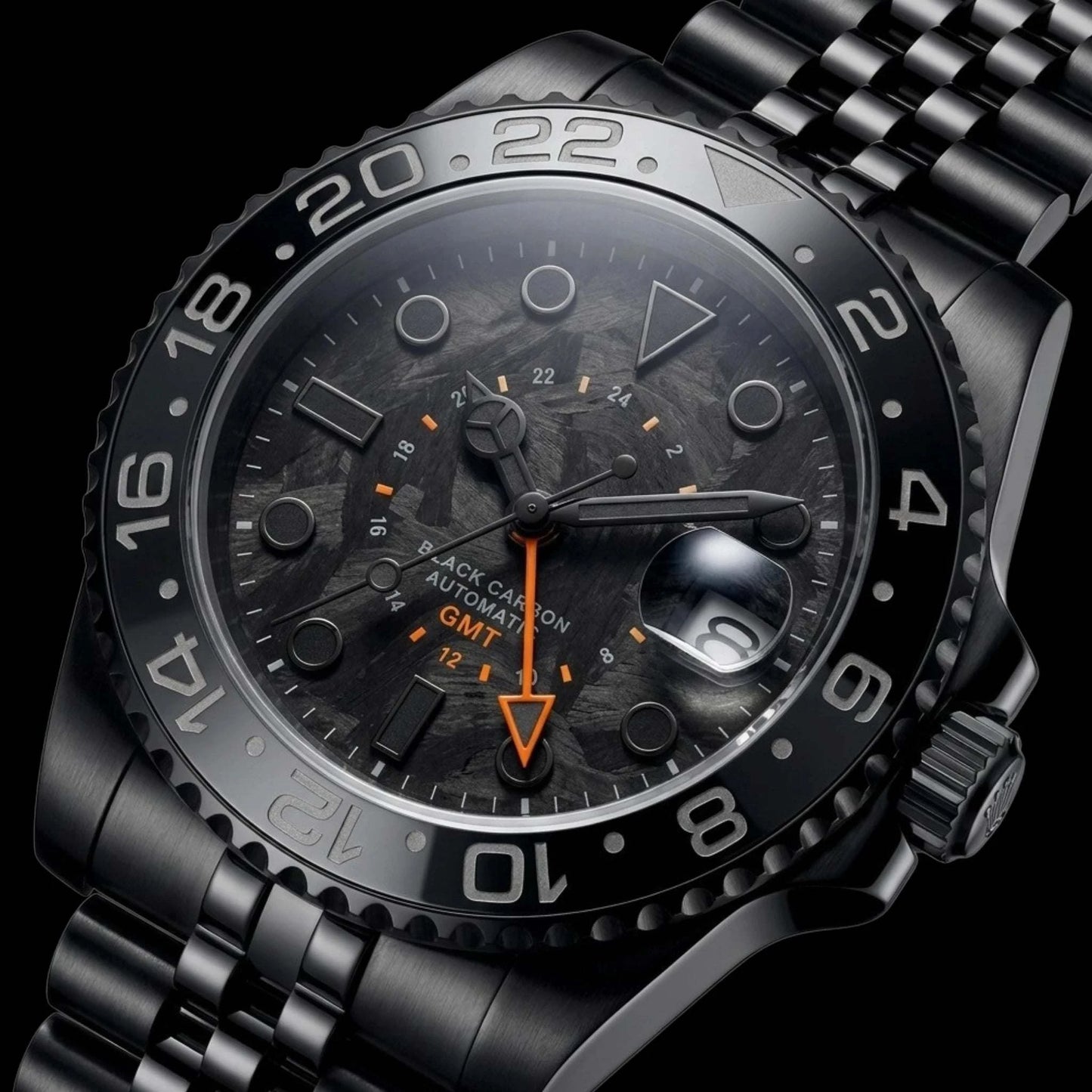 SeikMariner Carbon Fiber Black Orange Stealth GMT Mod Watch