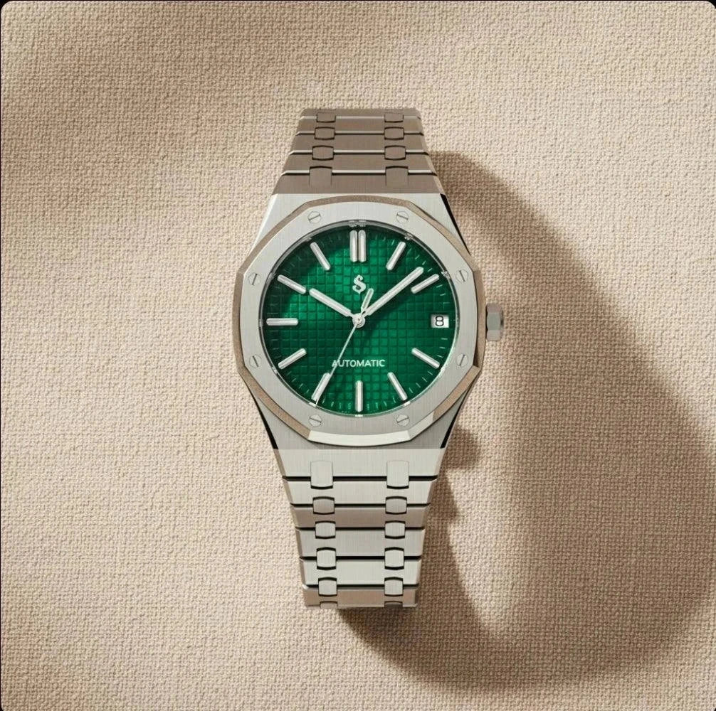 Seiko Mod Luxury Watch Heritage Oak SeiOak Green Dial Stainless Steel Sapphire Crystal