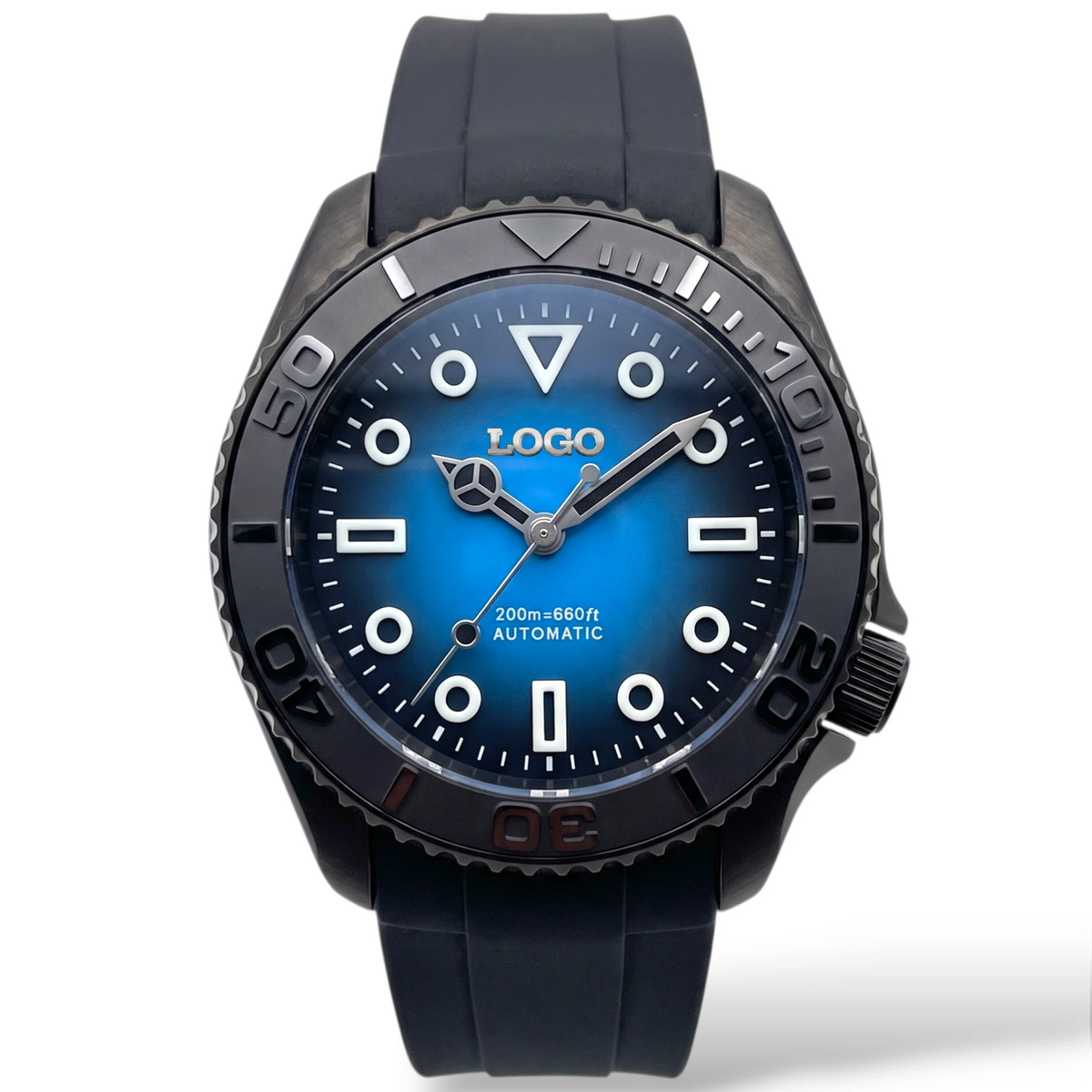 SeikMaster Black Blue "Super Lume" Dial Diver Mod Watch Series - Modtime Creations