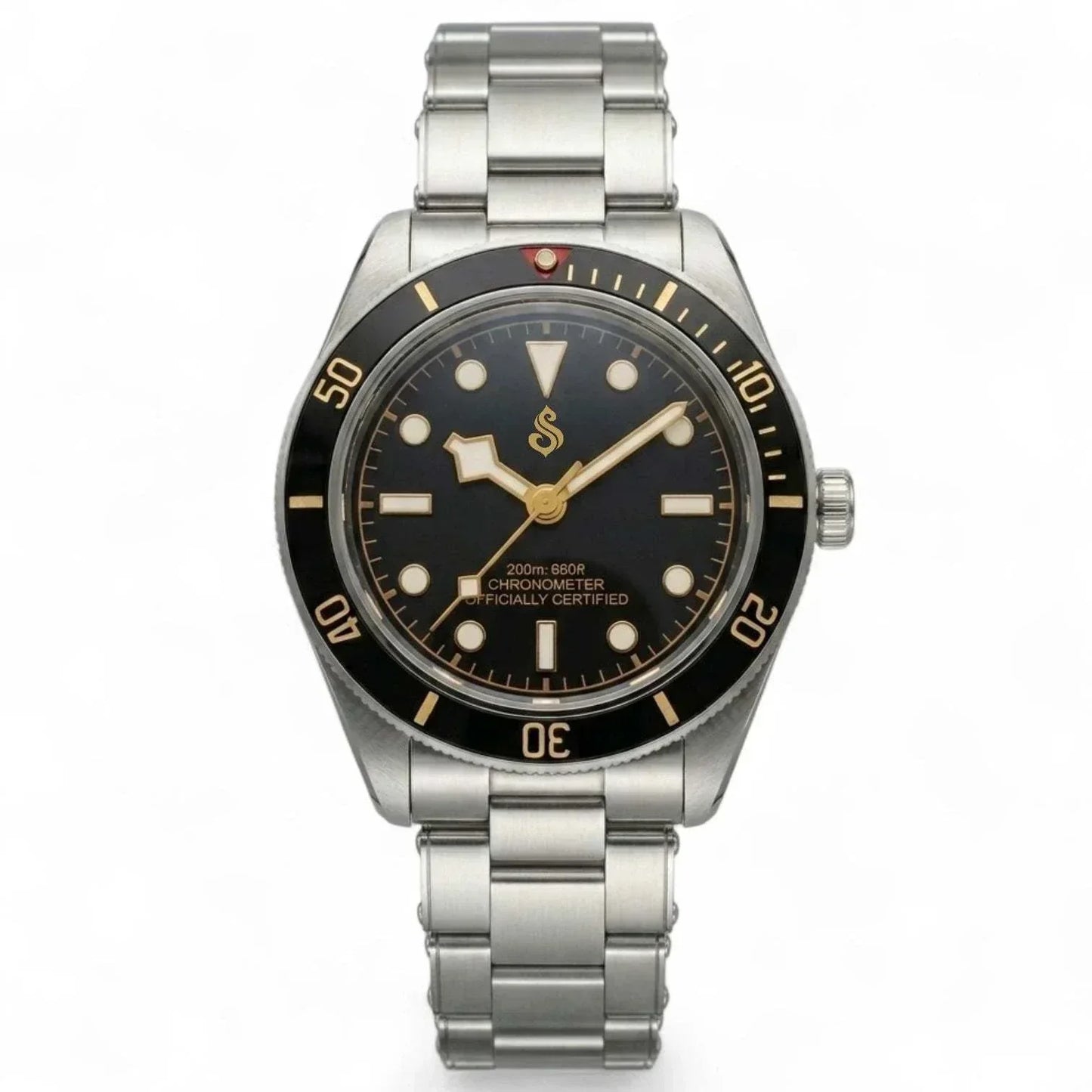 Seiko Mod Watch Pelagos Black Bay Vintage Black Gold Dial Diver - Modtime Creations