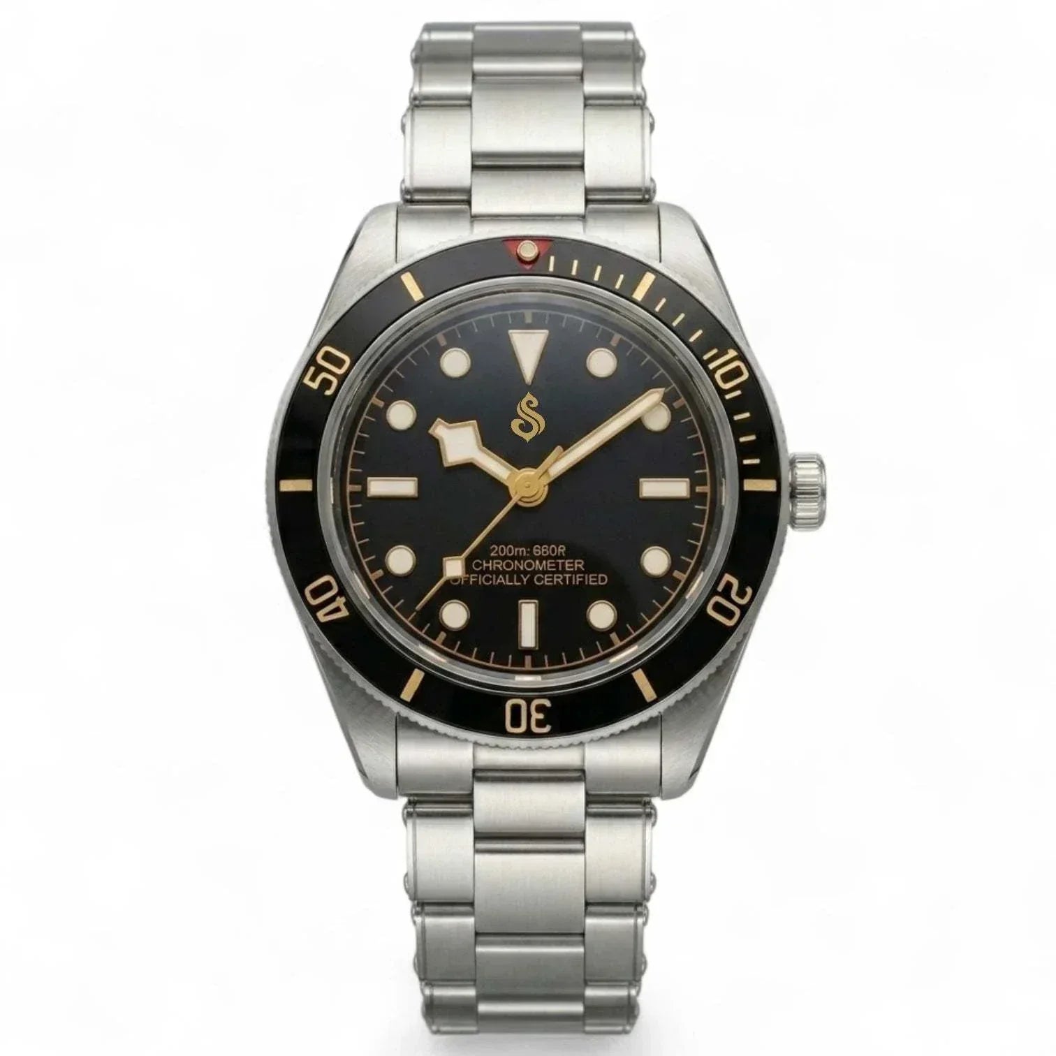 Seiko Mod Watch Pelagos Black Bay Vintage Black Gold Dial Diver - Modtime Creations