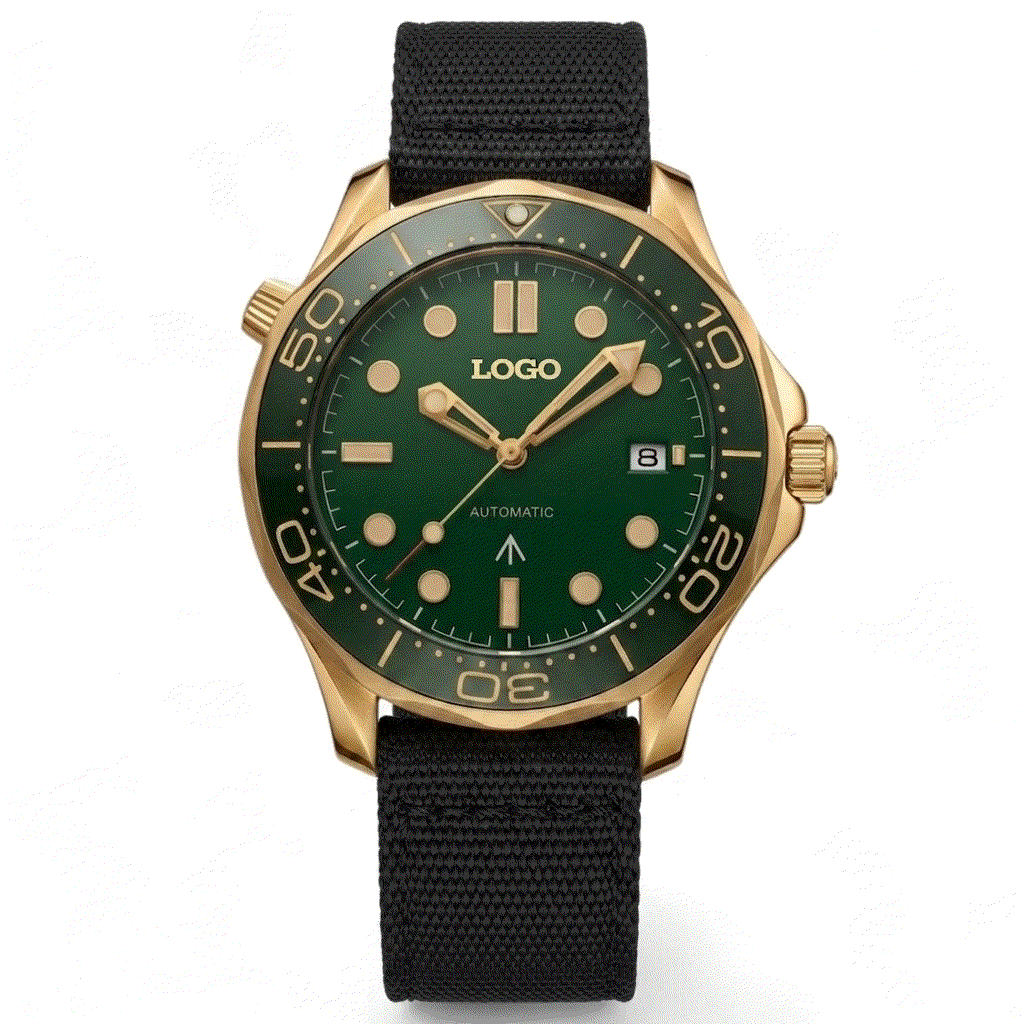 Seiko Mod SeaMaster Watch Green Gold Master Bond 007 Diver: Modtime Creations