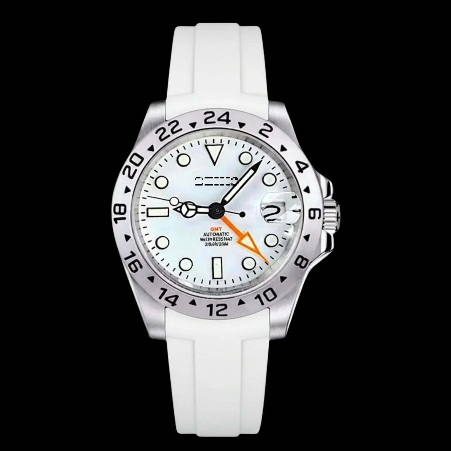 Seiko Mod GMT White Polar Dial Yachtmaster Brushed Nickel Series at  Modtime Creations