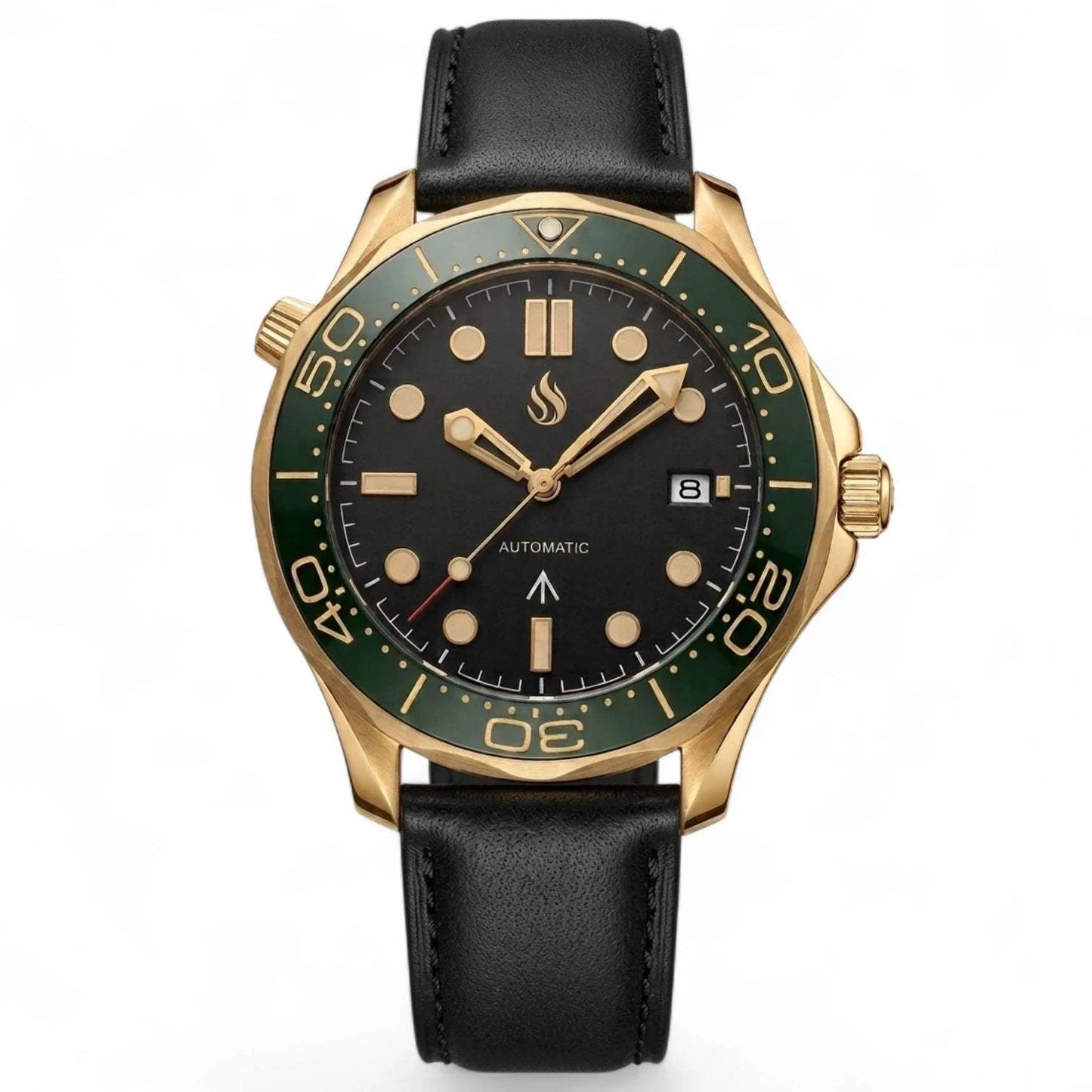 Black Dial Green Gold 007 Master Mod Watch - Modtime Creations