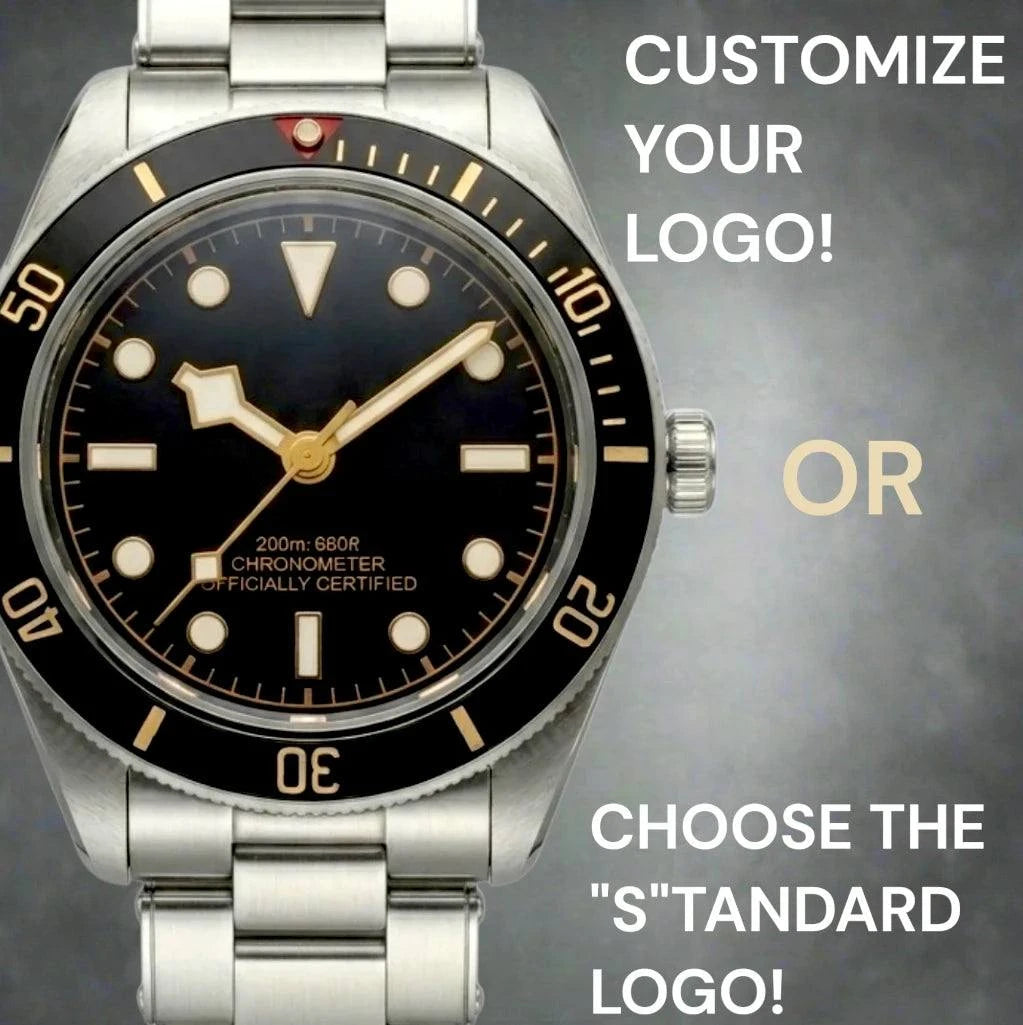 Vintage 39 MM Gold Black Diver Watch Mod Series - Modtime