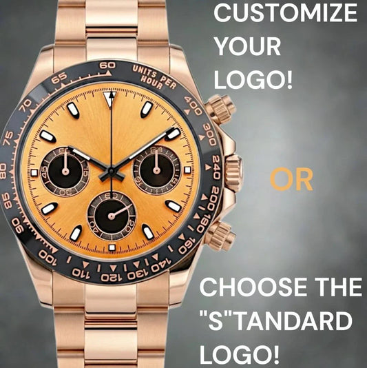 Seiko Mod Seitona rose gold watch with black dial and gold black ceramic bezel