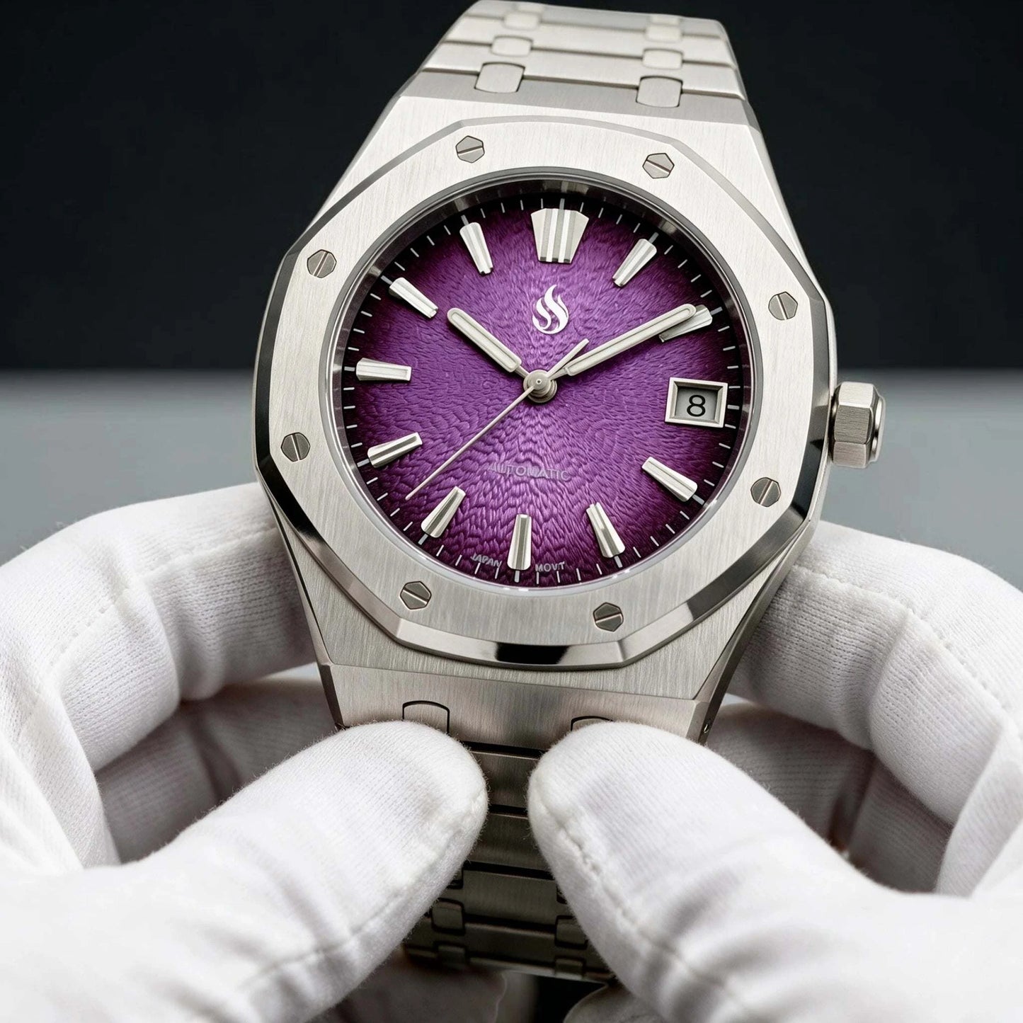 Seiko Mod Watches Royal Oak Textured purple Grand Seiko GS Dial | Modtime Creations